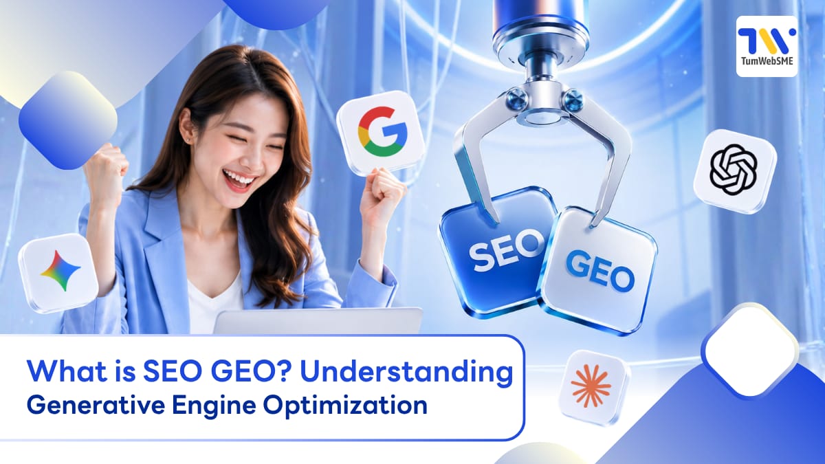 Blog illustration explaining the differences between traditional SEO and SEO GEO for SME websites.