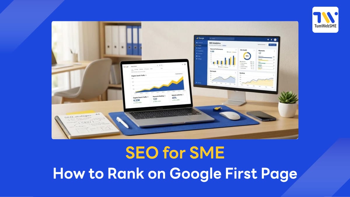 SME business owners analyzing website SEO data for Google ranking
