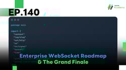 Article cover for Golang The Series EP.140 Finale, featuring production-grade Go code snippets for an Enterprise WebSocket server.