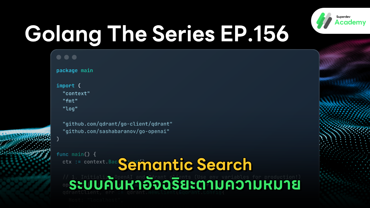 ไดอะแกรมระบบ Semantic Search Pipeline ด้วย Go, OpenAI Embedding และ Qdrant DB