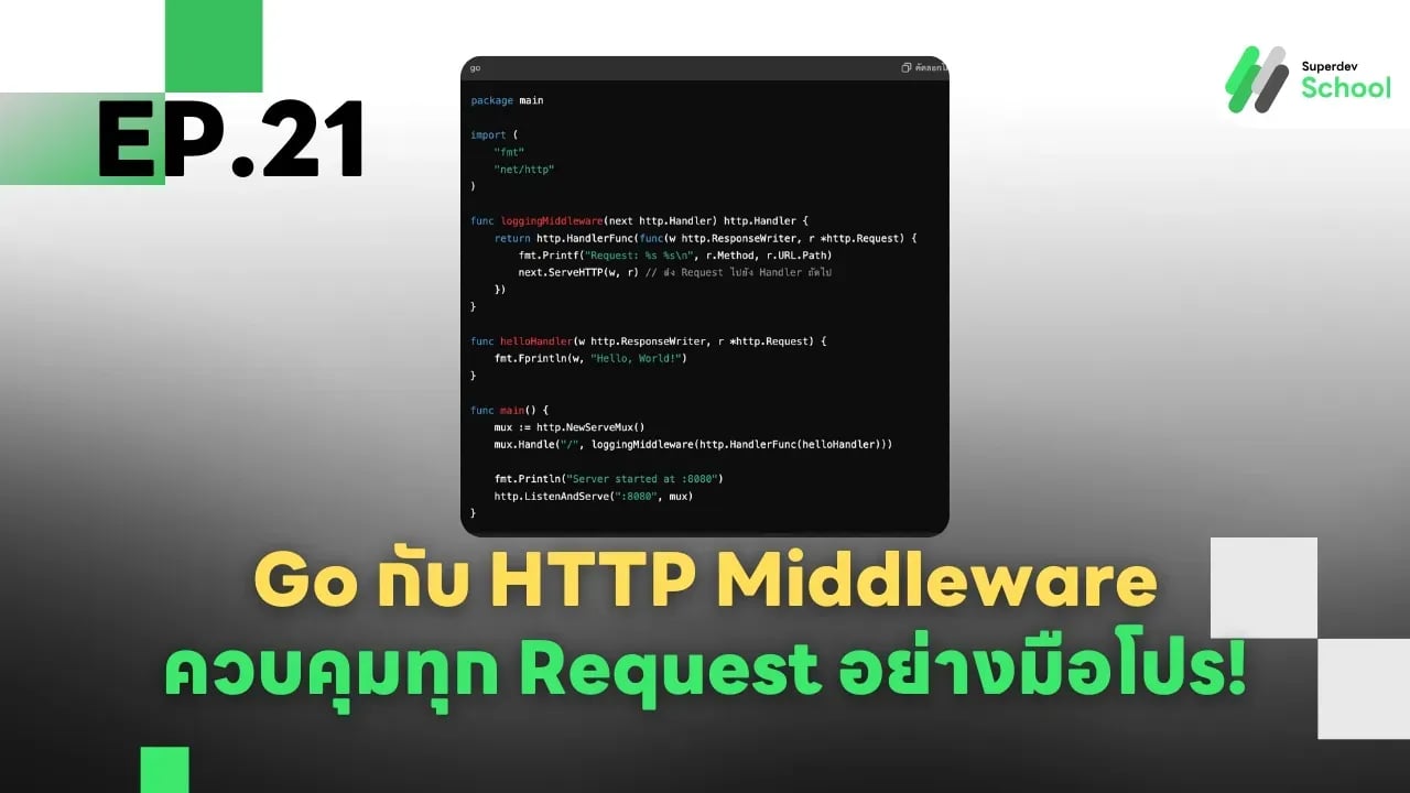 Ep.21 Go กับ HTTP Middleware ควบคุมทุก Request อย่างมือโปร!