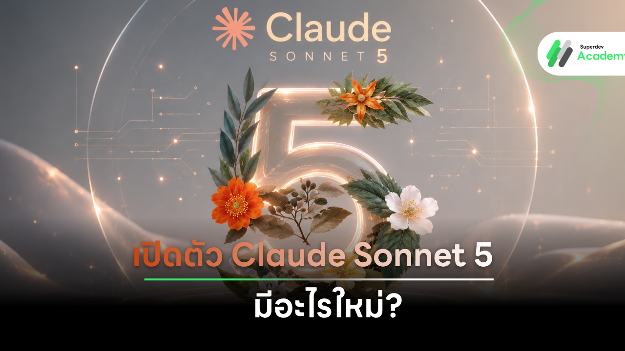 รูปกราฟิกเปิดตัวโมเดล AI Claude Sonnet 5 จาก Anthropic พร้อมฟีเจอร์ Agentic AI