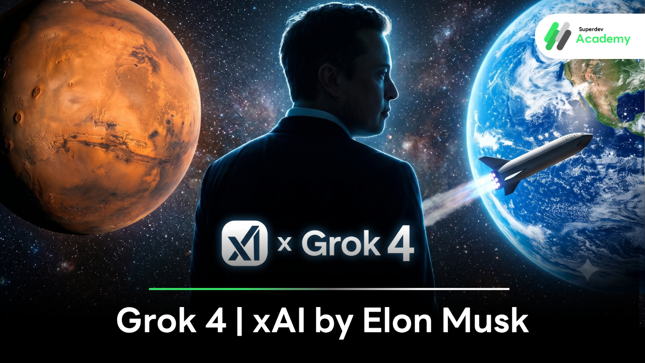 xAI and Grok AI logo on a futuristic background with Elon Musk, featuring the new pro coding agent.
